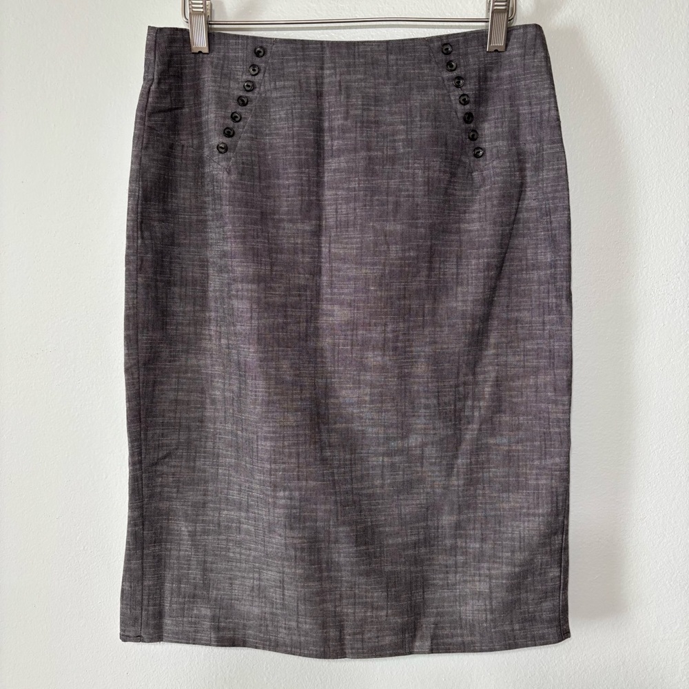I.Z Byer California Dark Gray Business Office Skirt W/ Button Detail Size 7